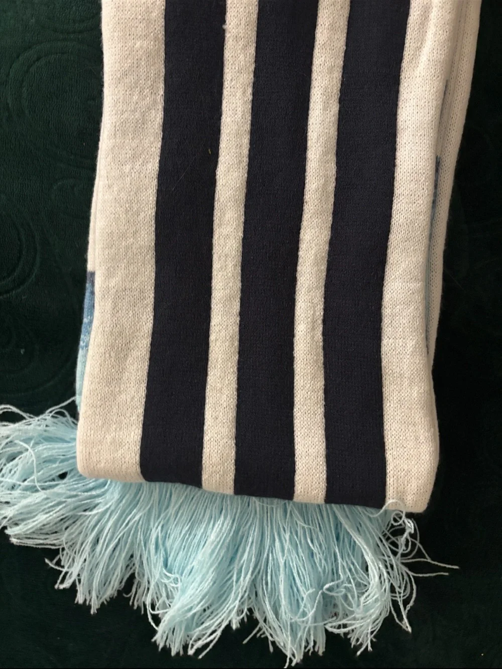 adidas White, Navy and Light Blue Scarf with Gold Logo